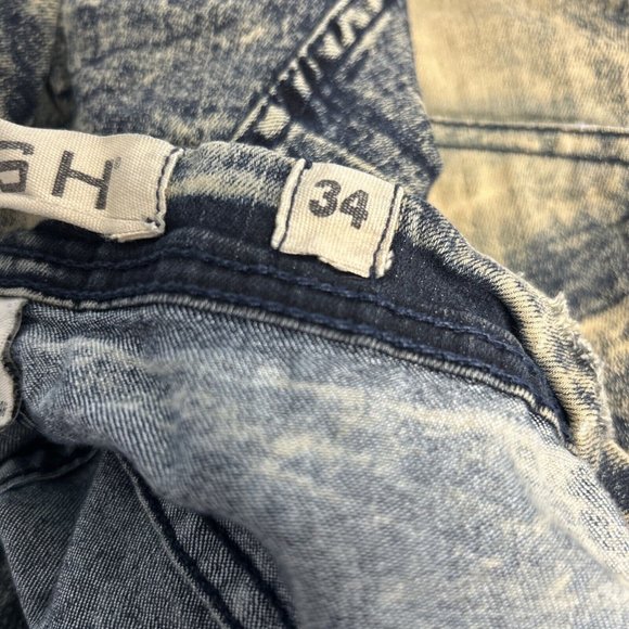 Dash American Designers Very Distressed Dark Blue Acid Wash Men’s Shorts (34x11) - Picture 10 of 11